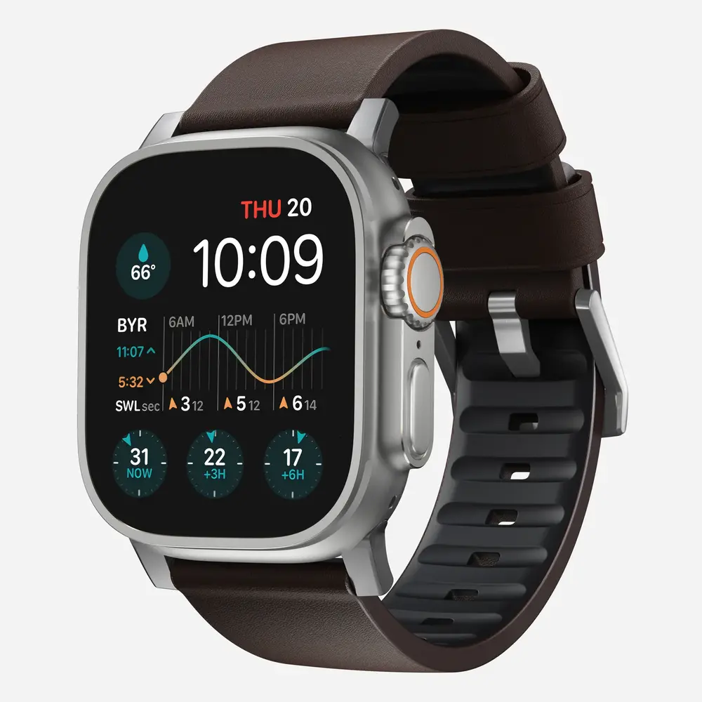 Nomad Nomad Active Pro Apple Watch hybride bandje (bruin/zilver)