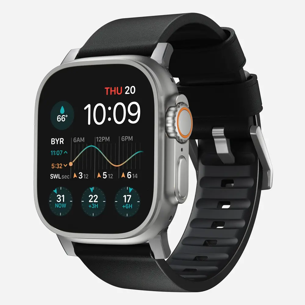 Nomad Nomad Active Pro Apple Watch hybride bandje (zwart/zilver)