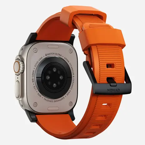 Nomad Nomad Rugged Apple Watch siliconen bandje (zwart/ultra orange)