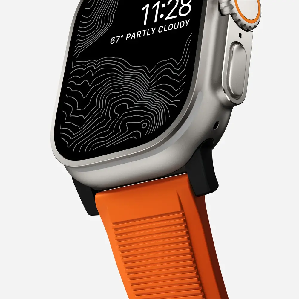 Nomad Nomad Rugged Apple Watch siliconen bandje (zwart/ultra orange)