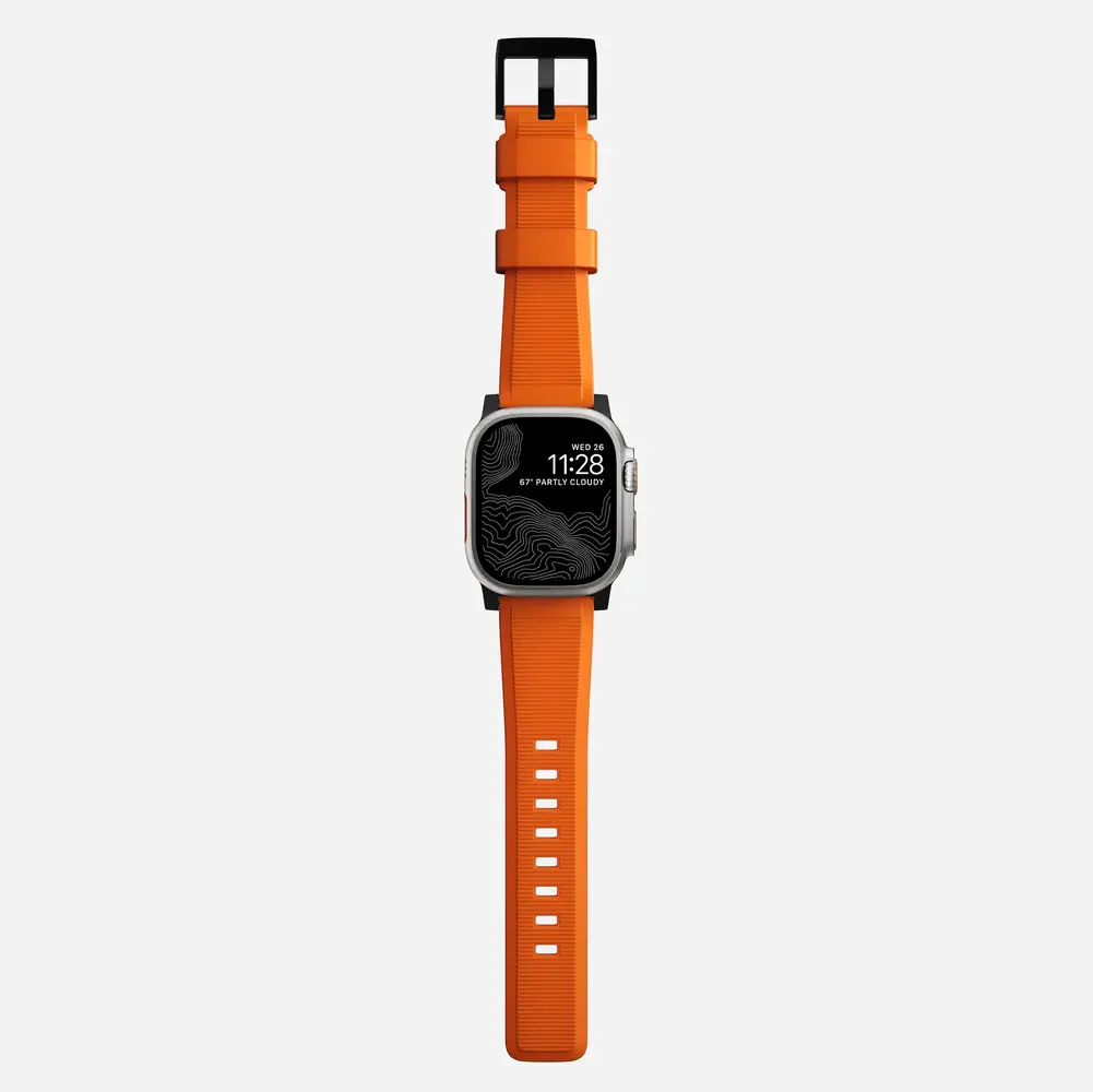 Nomad Nomad Rugged Apple Watch siliconen bandje (zwart/ultra orange)