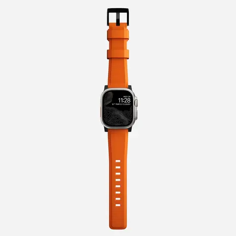Nomad Nomad Rugged Apple Watch siliconen bandje (zwart/ultra orange)