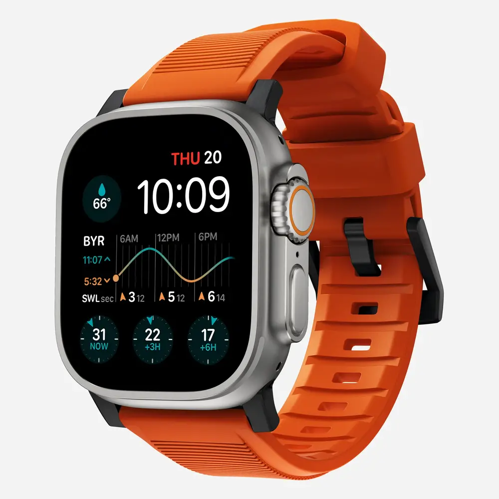 Nomad Nomad Rugged Apple Watch siliconen bandje (zwart/ultra orange)