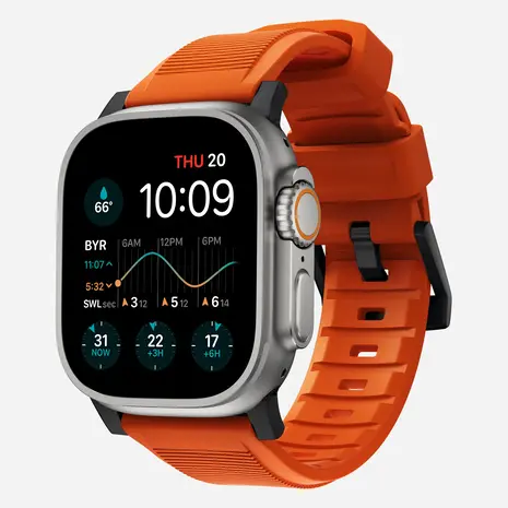 Nomad Nomad Rugged Apple Watch siliconen bandje (zwart/ultra orange)