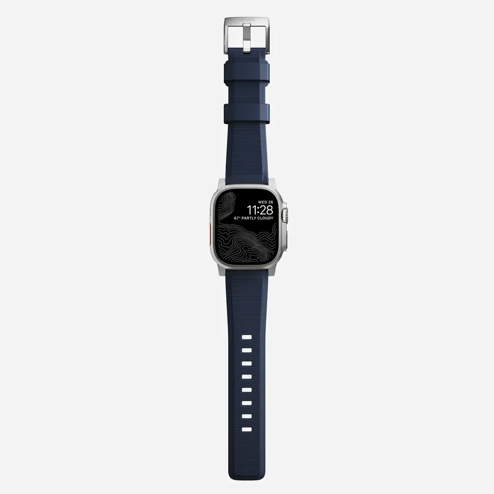 Nomad Nomad Rugged Apple Watch siliconen bandje (zilver/atlantic blue)