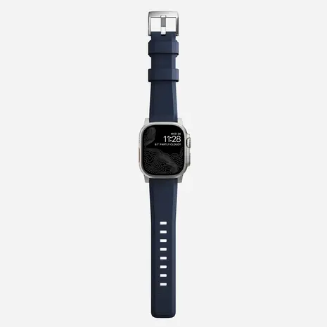 Nomad Nomad Rugged Apple Watch siliconen bandje (zilver/atlantic blue)