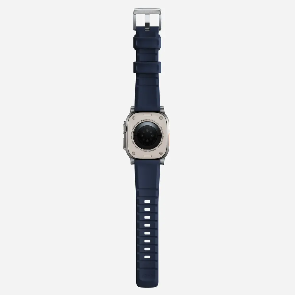 Nomad Nomad Rugged Apple Watch siliconen bandje (zilver/atlantic blue)