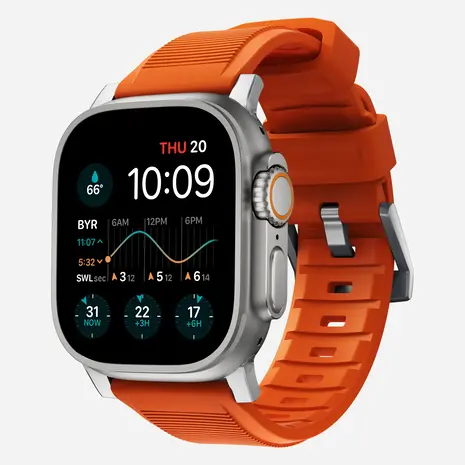 Nomad Nomad Rugged Apple Watch siliconen bandje (zilver/ultra orange)