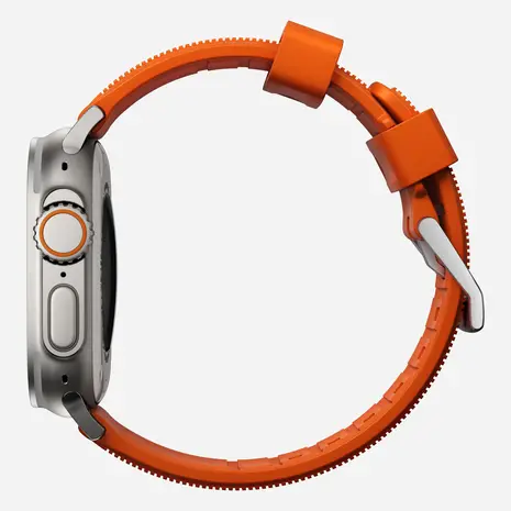 Nomad Nomad Rugged Apple Watch siliconen bandje (zilver/ultra orange)