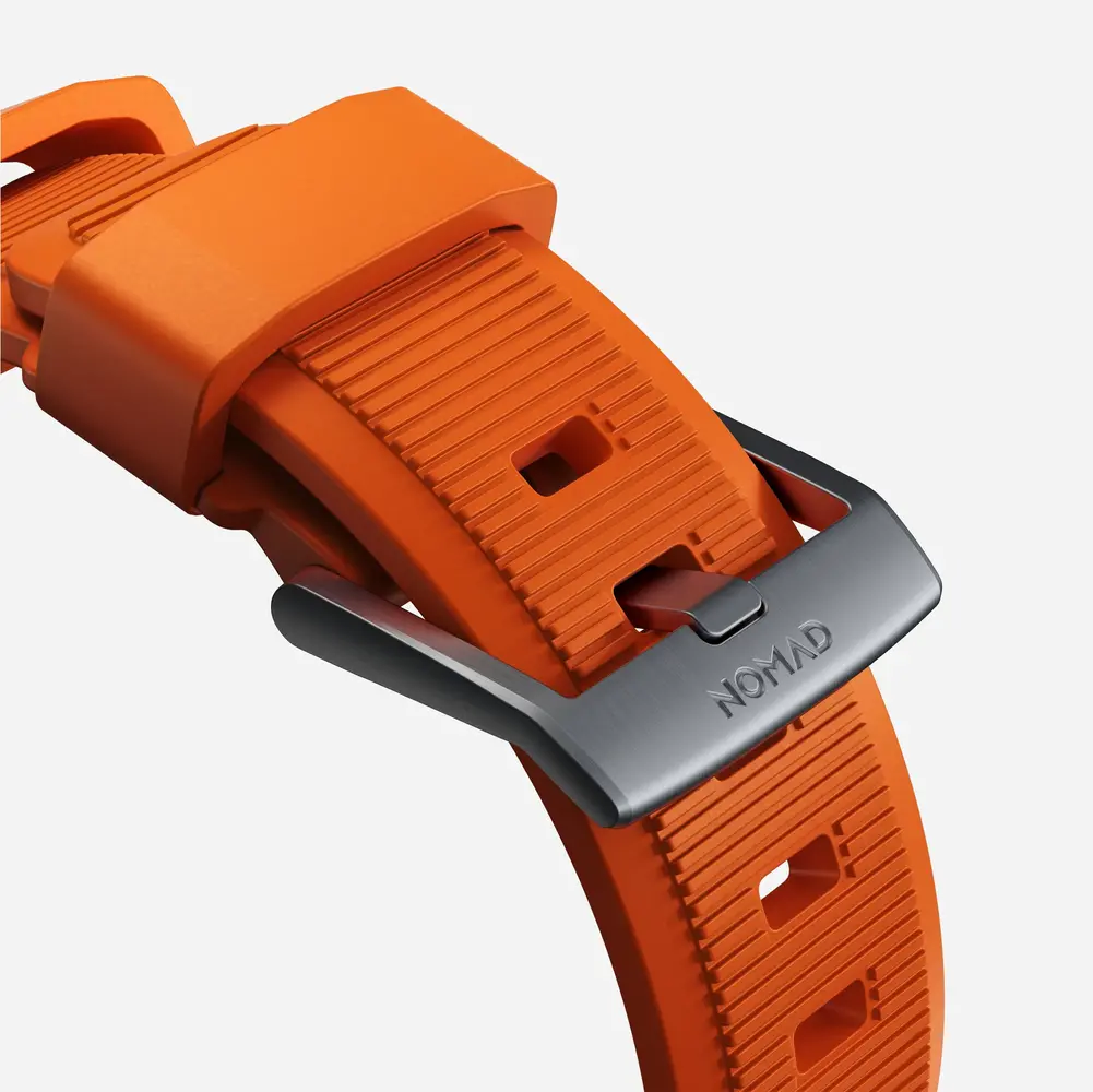 Nomad Nomad Rugged Apple Watch siliconen bandje (zilver/ultra orange)