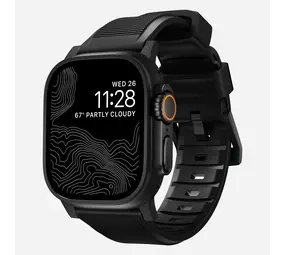 Nomad Nomad Rugged Apple Watch siliconen bandje (zwart) / zilver
