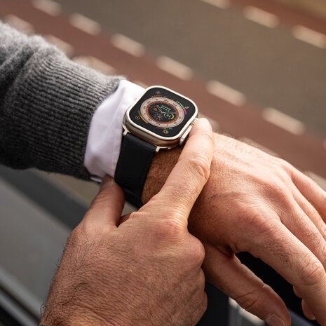 Apple Watch lederen band Classic zwart Smartwatchbanden