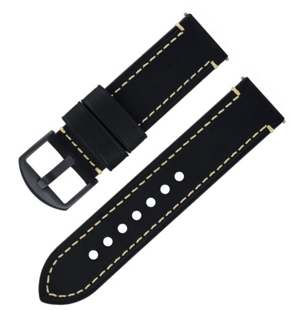 Strap-it® Strap-it Huawei Watch GT 5 Pro - 42mm genuine leren band (zwart) Strap-it® Strap-it Huawei Watch GT 5 Pro - 42mm genuine leren band (zwart)