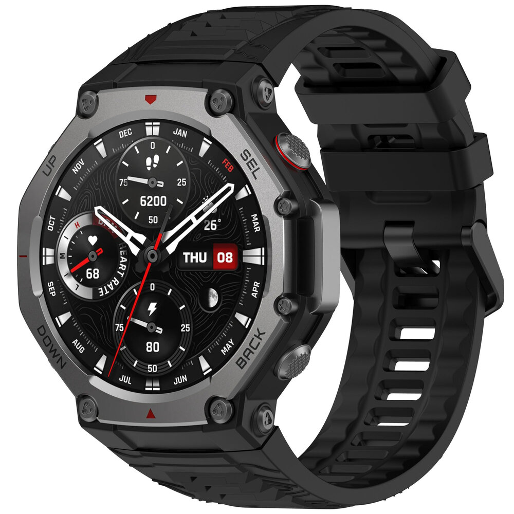 Strap-it® Strap-it Amazfit T-Rex 3 siliconen bandje (zwart)