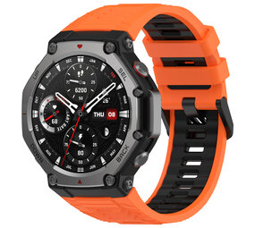 Strap-it® Amazfit T-Rex 3 siliconen sport bandje (oranje/zwart)