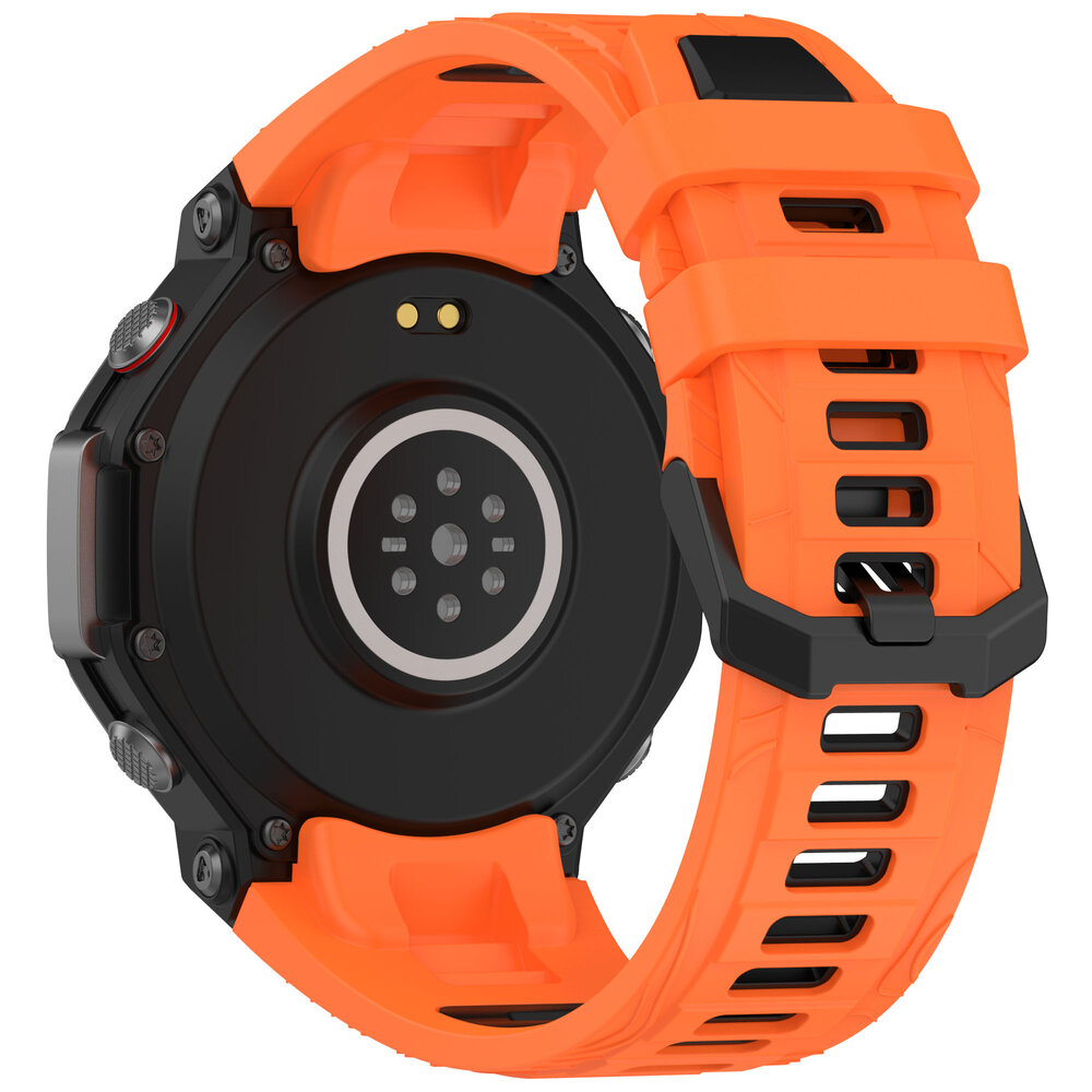 Strap-it® Strap-it Amazfit T-Rex 3 siliconen sport bandje (oranje/zwart)