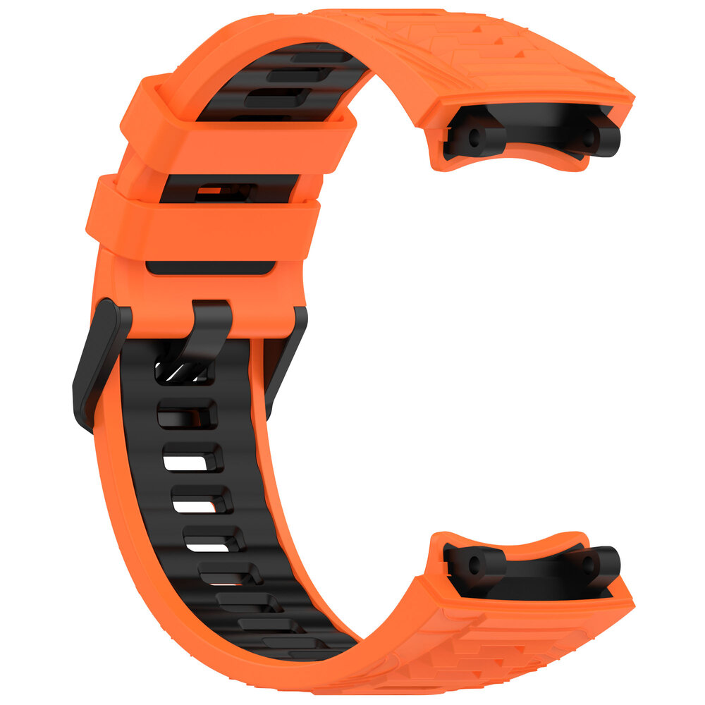 Strap-it® Strap-it Amazfit T-Rex 3 siliconen sport bandje (oranje/zwart)