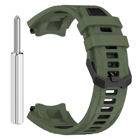 Strap-it® Strap-it Amazfit T-Rex 3 siliconen sport bandje (olijfgroen/zwart)