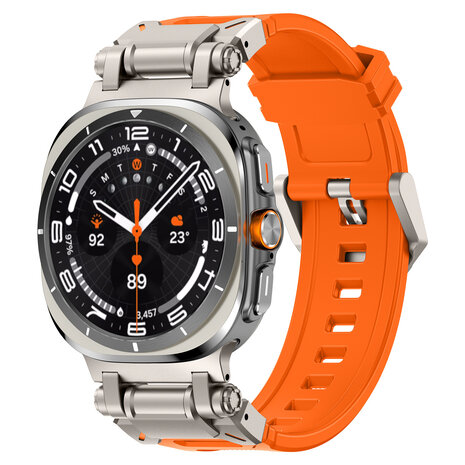 Strap-it® Strap-it Samsung Galaxy Watch Ultra 'Explorer' TPU band (oranje met titanium)
