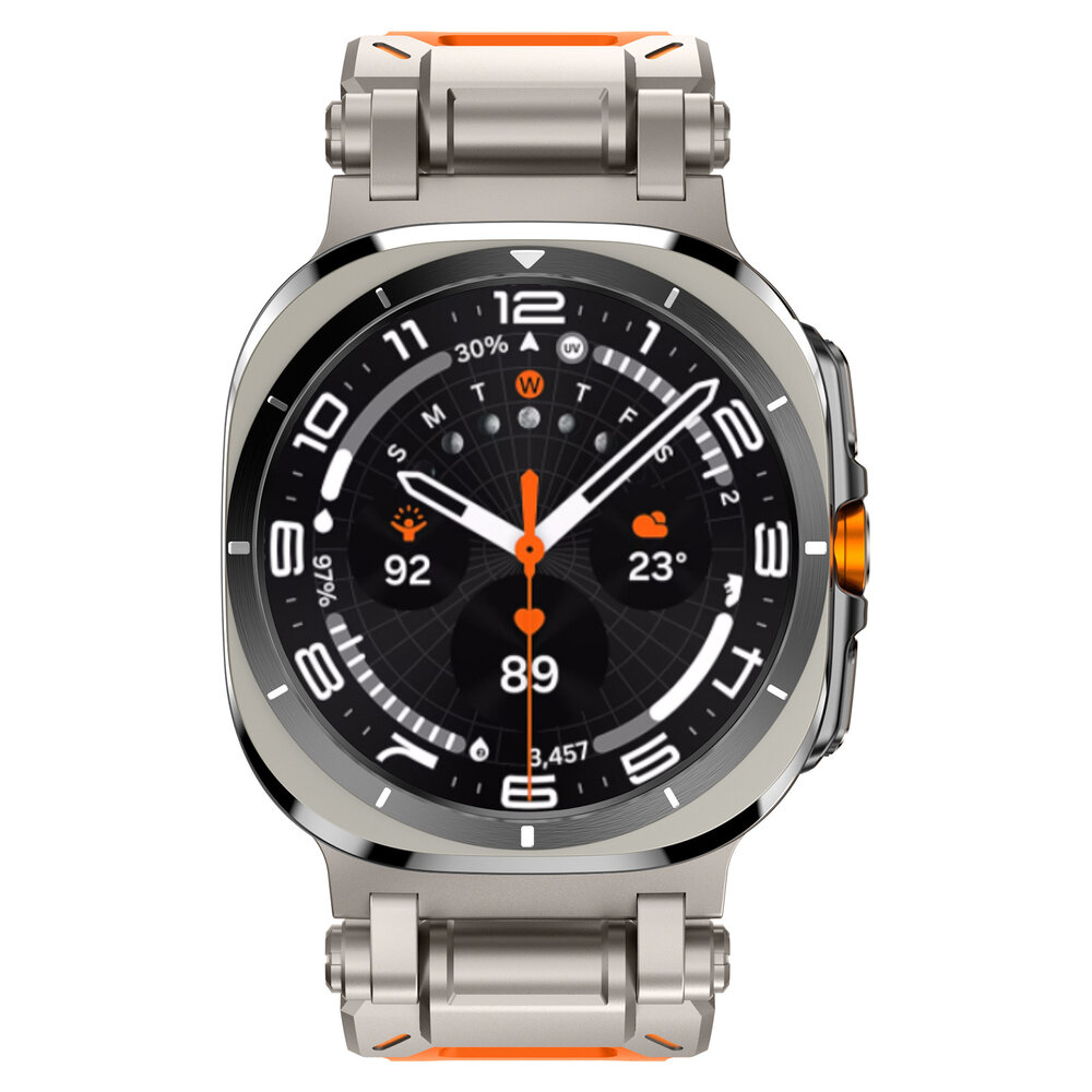 Strap-it® Strap-it Samsung Galaxy Watch Ultra 'Explorer' TPU band (oranje met titanium)