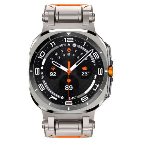 Strap-it® Strap-it Samsung Galaxy Watch Ultra 'Explorer' TPU band (oranje met titanium)