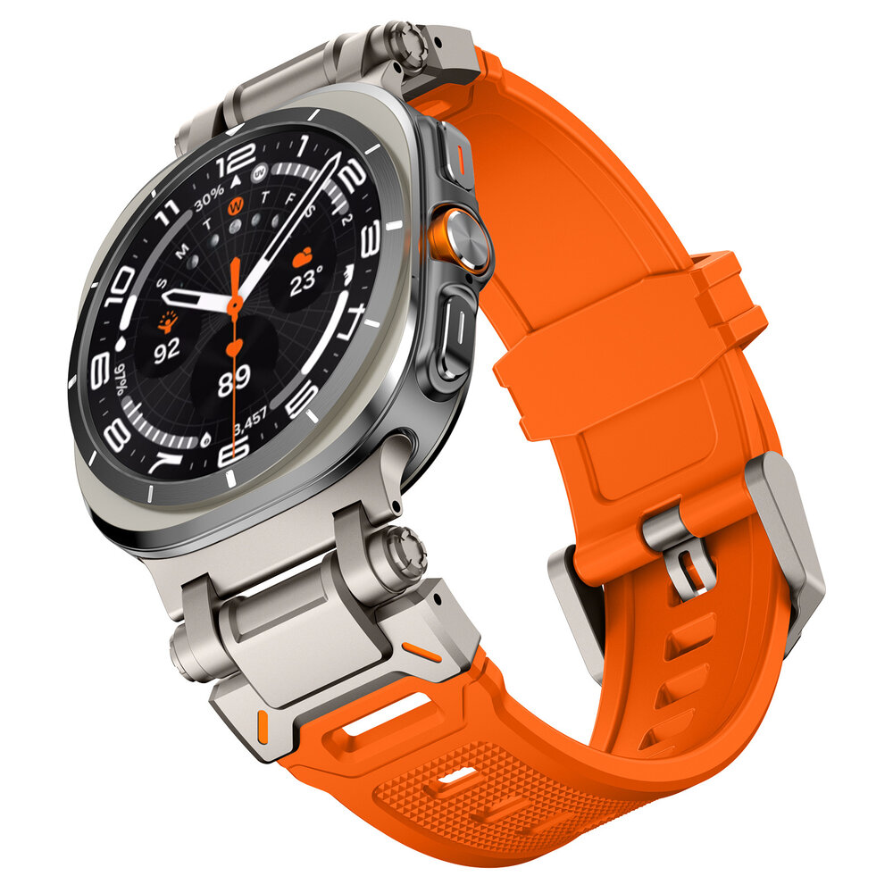 Strap-it® Strap-it Samsung Galaxy Watch Ultra 'Explorer' TPU band (oranje met titanium)