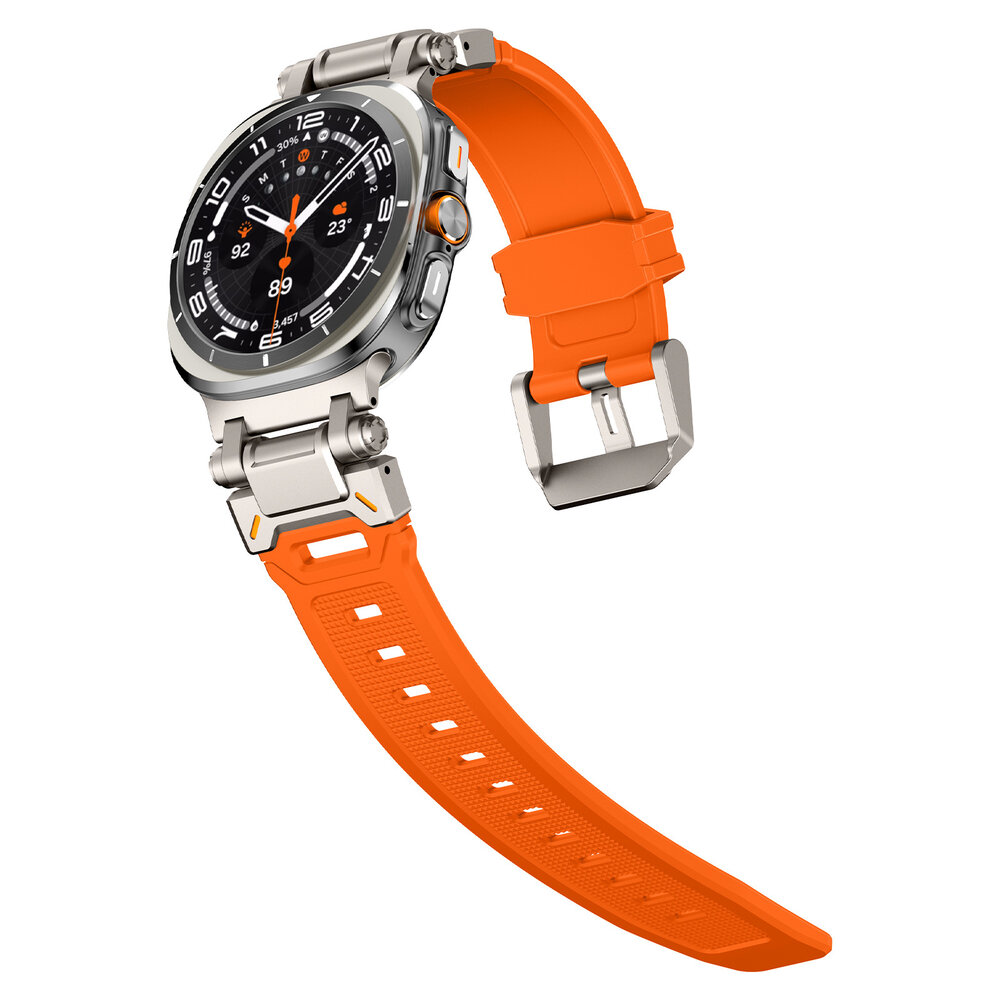 Strap-it® Strap-it Samsung Galaxy Watch Ultra 'Explorer' TPU band (oranje met titanium)
