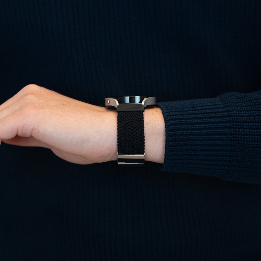 Bandz Bandz Realme Watch 2 (Pro) gevlochten nylon band (zwart)