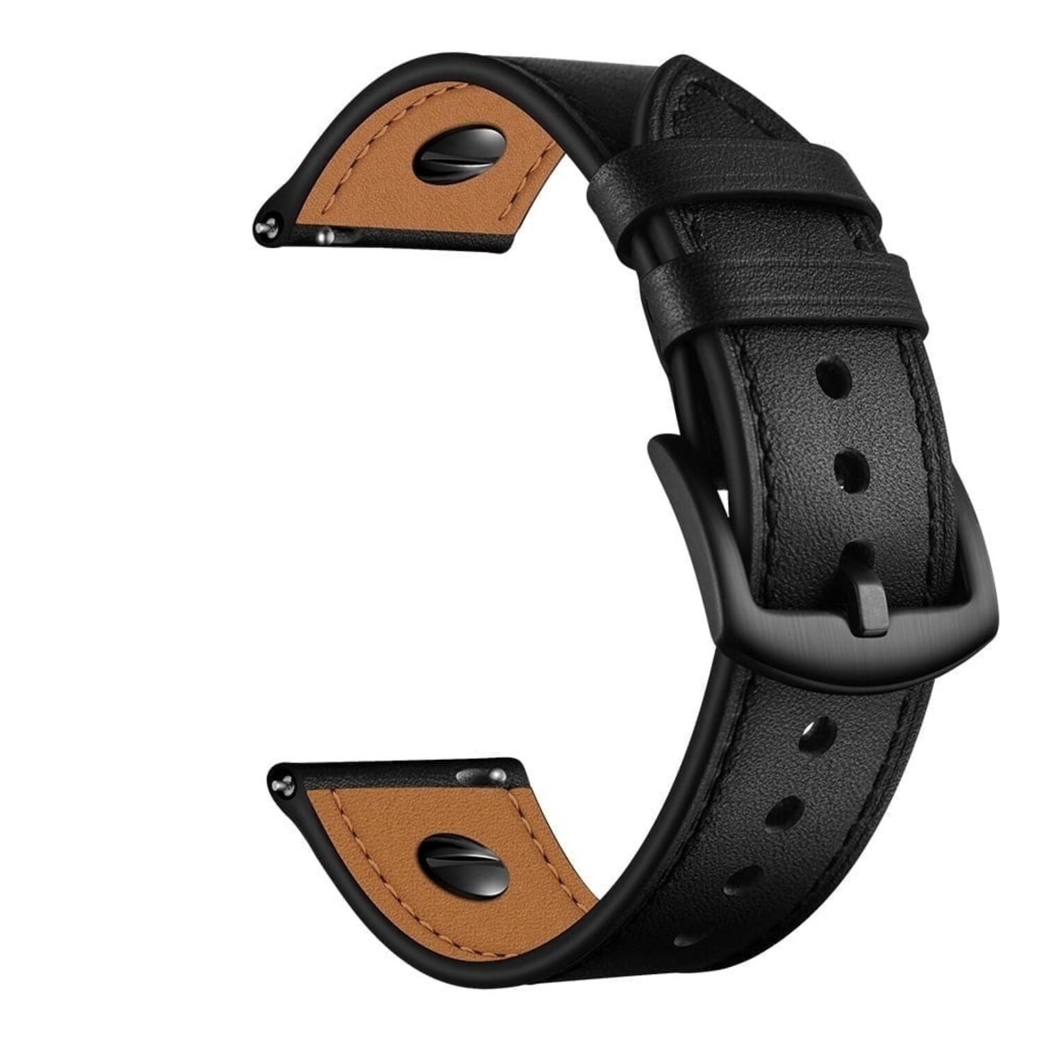 Realme Watch S Pro geschroefde leren bandje zwart kopen Smartwatchbanden