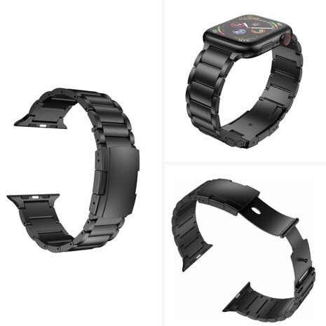 Strap-it® Strap-it Apple Watch 8 Titanium bandje (zwart)