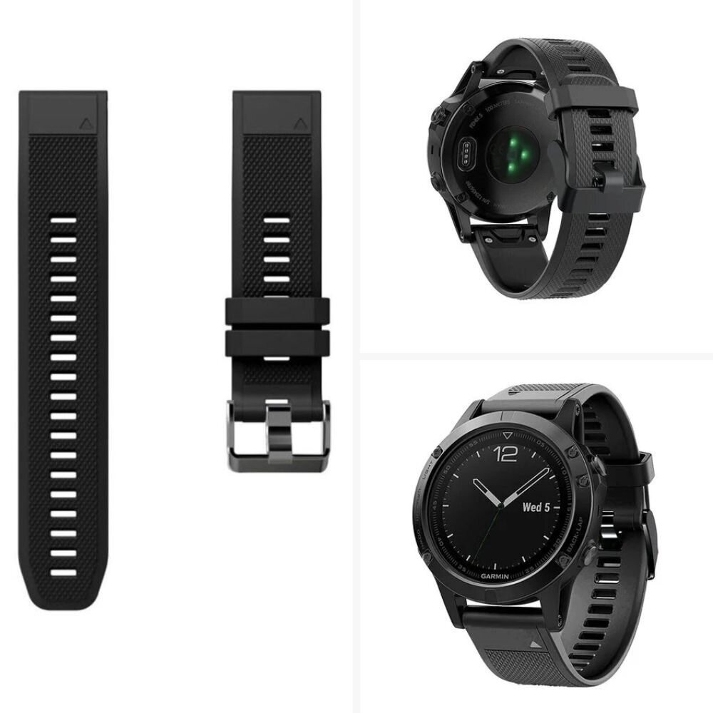 Strap-it® Strap-it Garmin Fenix 5 / 6 siliconen bandje (zwart)