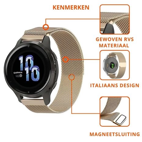 Strap-it® Strap-it Withings ScanWatch Light Milanese band -(champagne goud)