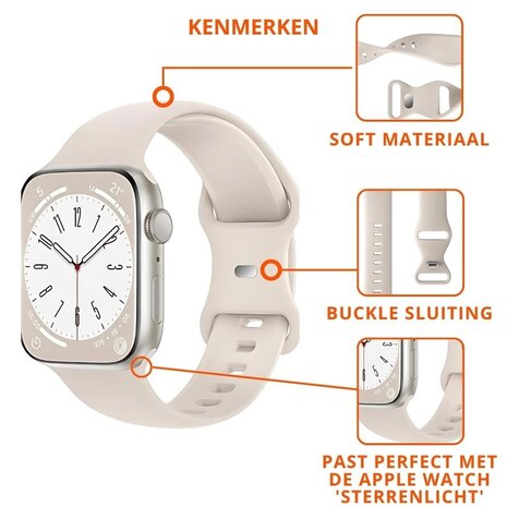 Strap-it® Strap-it Apple Watch siliconen bandje (sterrenlicht)