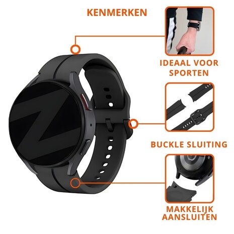 Bandz Bandz Samsung Galaxy Watch 6 Classic 43mm siliconen band 'Extreme' (zwart)