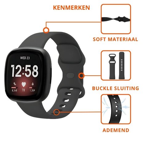 Strap-it® Strap-it Fitbit Sense siliconen classic bandje (zwart)