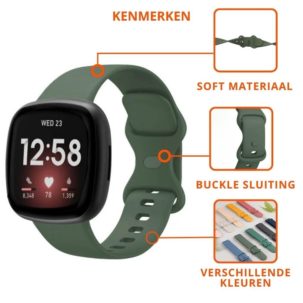 Strap-it® Strap-it Fitbit Sense siliconen classic bandje (donkergroen)