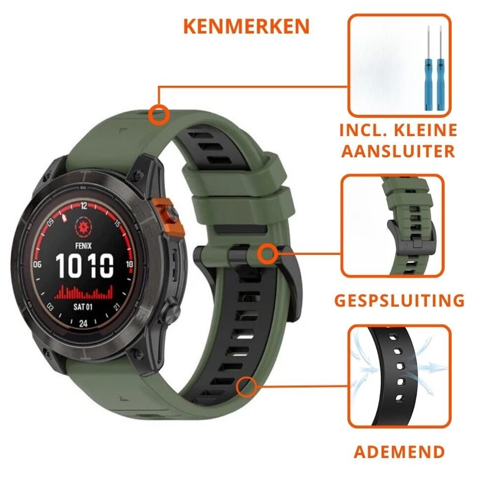 Strap-it® Strap-it Garmin Forerunner 745 sport gesp band (olijfgroen/zwart)