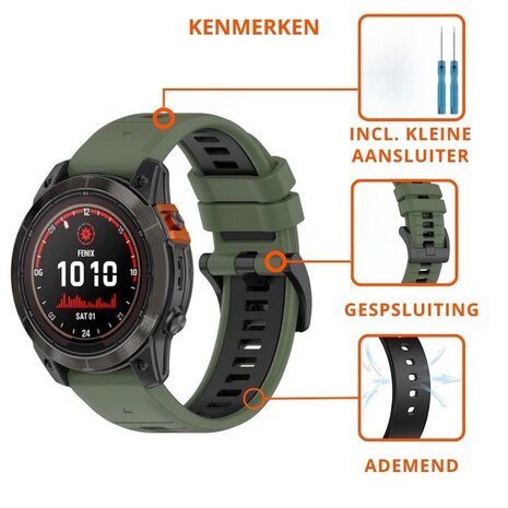 Garmin Epix Pro Gen 2 47mm sport gesp band olijfgroen zwart Smartwatchbanden