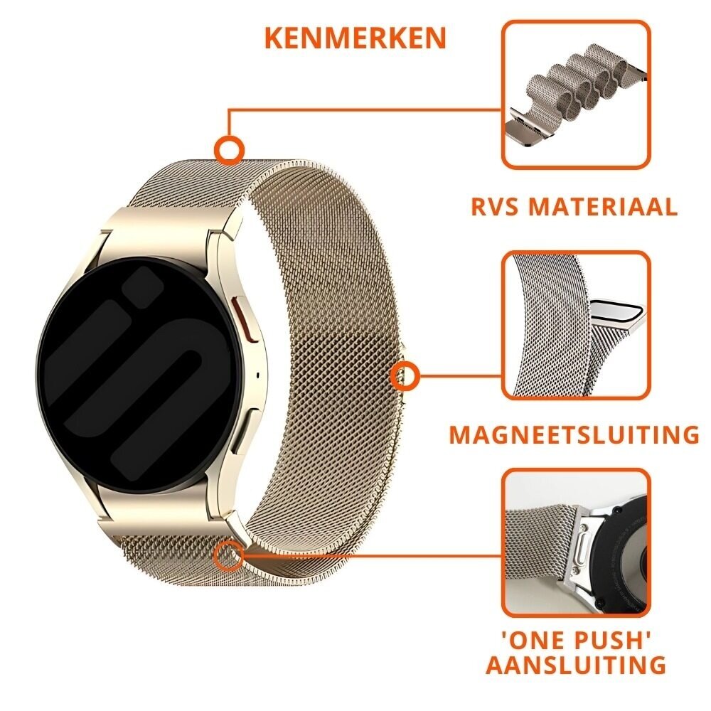 Strap-it® Strap-it Samsung Galaxy Watch 7 44mm 'One push' Milanese band (champagne)