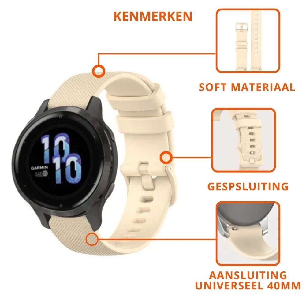 Strap-it® Strap-it Garmin Vivomove 3s silicone band - 39mm - beige