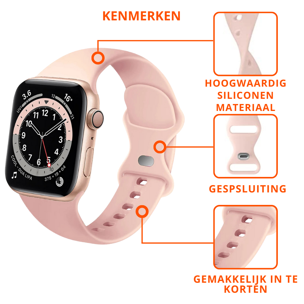 Strap-it® Strap-it Apple Watch siliconen bandje (Antiek roze)