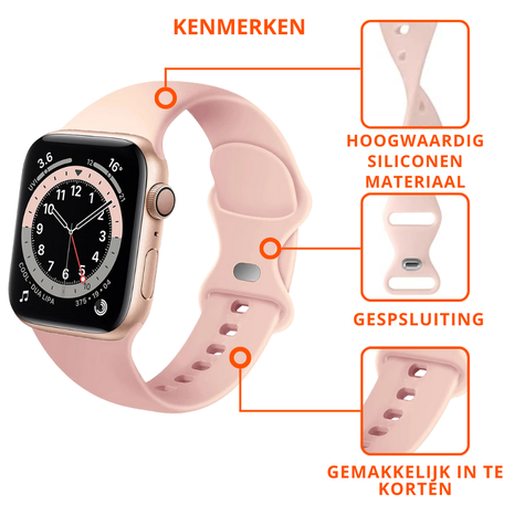 Strap-it® Strap-it Apple Watch siliconen bandje (Antiek roze)