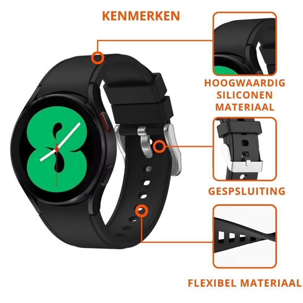Strap-it® Strap-it Samsung Galaxy Watch 6 Classic 43mm siliconen band perfect fit (zwart)
