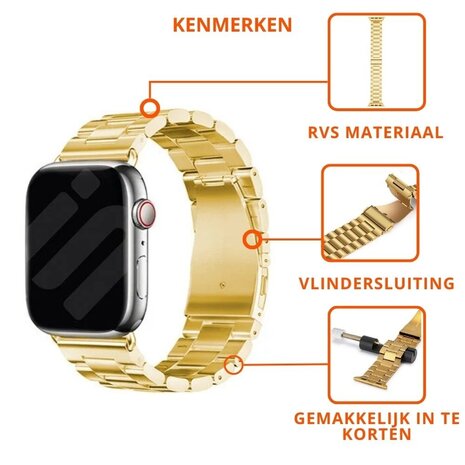 Strap-it® Strap-it Apple Watch stalen band (goud)