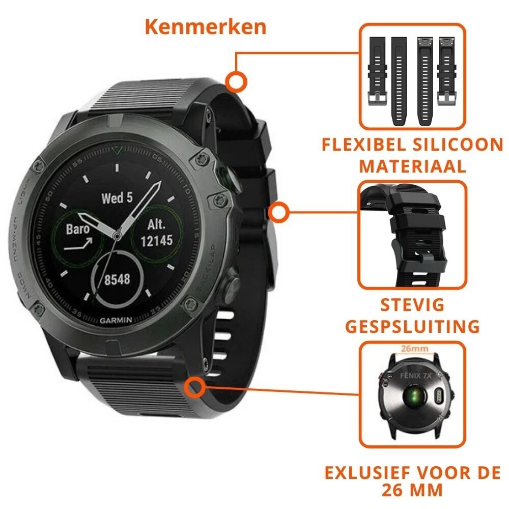 Strap-it® Strap-it Garmin Epix Pro (Gen 2) 51mm siliconen bandje (zwart)