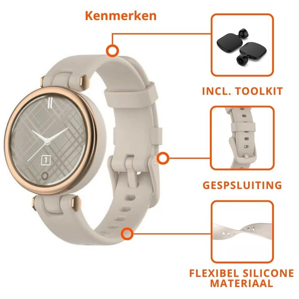 Strap-it® Strap-it Garmin Lily siliconen bandje (zandgrijs