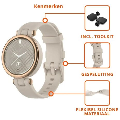 Strap-it® Strap-it Garmin Lily siliconen bandje (zandgrijs