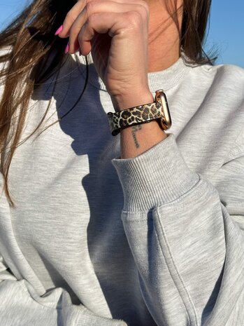 Strap-it® Strap-it Apple Watch leren bandje (leopard)