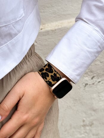 Strap-it® Strap-it Apple Watch elastisch bandje (leopard) Strap-it® Strap-it Apple Watch elastisch bandje (leopard)