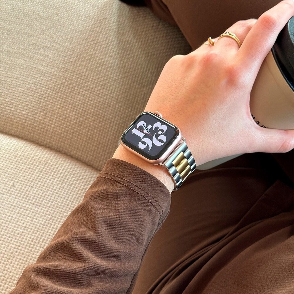 Strap-it® Strap-it Apple Watch stalen band (zilver/goud)